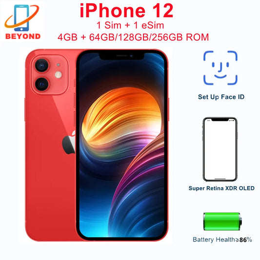 iPhone 12 5G iphone12 6.1" Genuine Super OLED RAM 4GB ROM 64/128/256GB A14 Bionic Face ID NFC 98% New Original Cell Phone - Universal Market