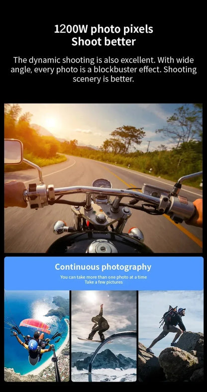4K Mini Sport DV Action Sport Camera Flashlight Helmet Full HD 1080P Video Ideal Bodycam for Bike, Cycle, Motorcycle Camcorder