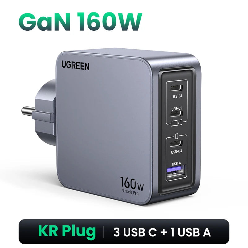 UGREEN 160W GaN Charger PD3.1 Type C QC4.0 3.0 Quick Charge For Macbook Pro Laptop USB Fast Charger For iPhone 17 Xiaomi Tablet