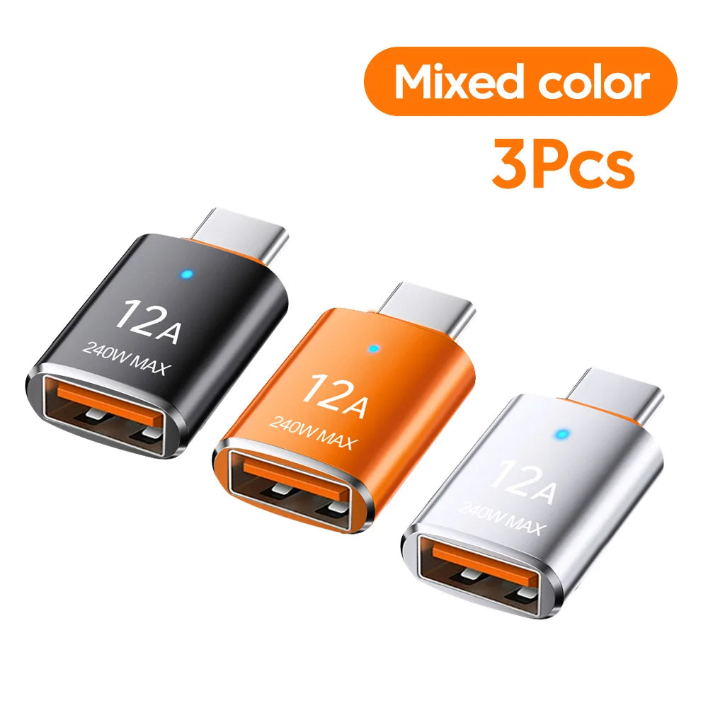 12A OTG USB 3.0 To Type C Adapter USB Female To Type c Male Fast Charging adadpter OTG USB C For Xiaomi Samsung Laptop PC