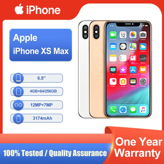 Original Unlocked Apple iPhone XS Max 4GB RAM 64/256GB ROM 6.5" Super Retina OLED NFC USB 2.0 A12 Bionic Fast Shipping CellPhone