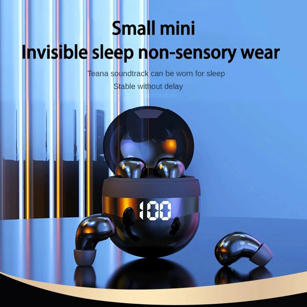 Mini SK18 Invisible Headphones Wireless Bluetooth 5.3 Headphones Bass Sleeping Headphones with Microphone Noise Cancellation HD - Universal Market