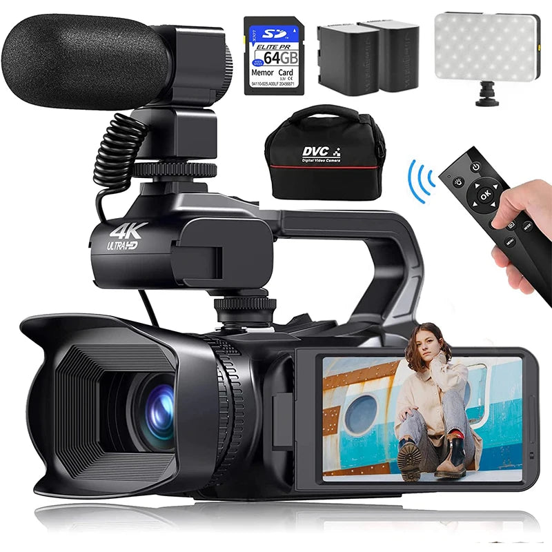 2025 Pro 4K 60FPS Digital Video Camera Photography Youtube Vlog Camcorder For Tiktok Live Stream Webcam 18X Zoom Rotate Touch - Universal Market