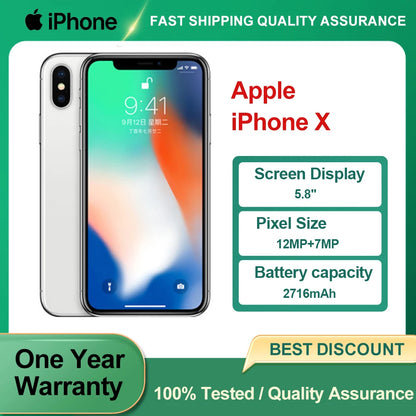 Apple iPhone X Original Used Unlocked 4G Mobile Phone Face ID 5.8" 64/256GB ROM 12MP Camera Hexa-core IOS NFC Smartphones - Universal Market