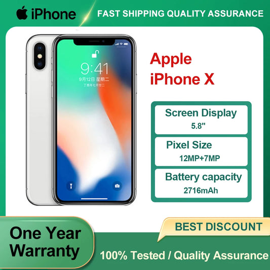 Apple iPhone X Original Used Unlocked 4G Mobile Phone Face ID 5.8" 64/256GB ROM 12MP Camera Hexa-core IOS NFC Smartphones - Universal Market