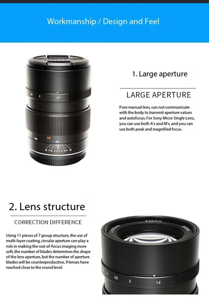 Zhongyi Optics 65mm F1.4 Camera Lens Medium Format Large Aperture Manual Focus Lens For Fuji GFX Hasselbl XCD Mount Cameras