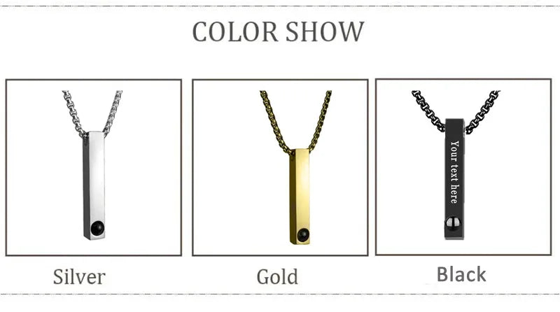 Custom Projection Photo Bar Necklace Personalized Memorial Gift For Him Dad Boyfriend Custom Birthday Anniversary Gifts Jewelry - Universal Market