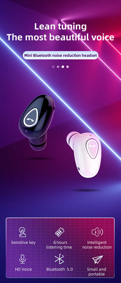 Mini Invisible Earphones Bluetooth 5.0 Wireless Headphones Hands Free Sports In-Ear Earbuds HiFi Music Gaming Headset with Mic - Universal Market