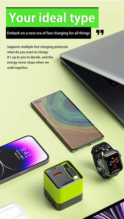 Xiaomi Mijia 65W GaN PD USB-C Charging Head Fast Charger With Built-in 80cm TypeC Cable Suitable for iPhone16 15 Promax NEW 2025
