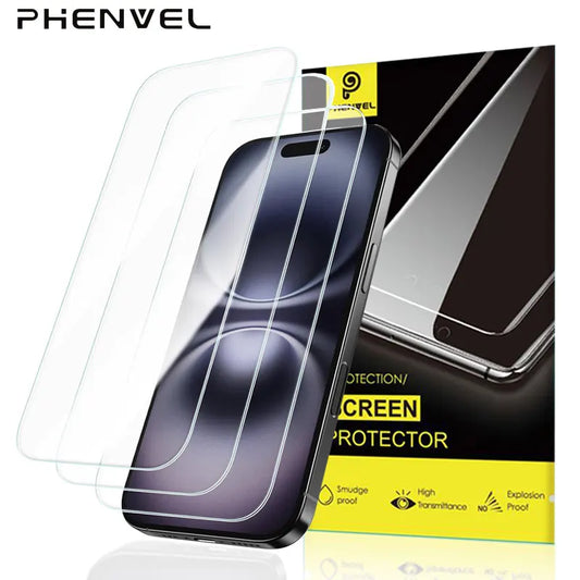 2-4pc Full Clear Tempered Glass Screen Protector For Iphone 15 Pro 16 13 15 16e 16 Pro Max 14 Anti Shatter Protective Glass
