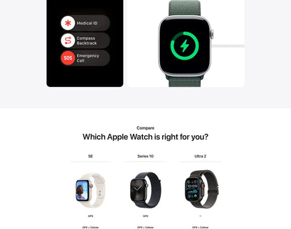 Apple Watch Series 10 GPS Smartwatch with Aluminium Case with Sport Band Water Resistant Always-On Retina Display