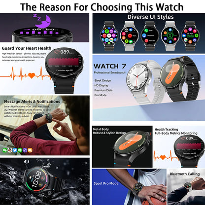 2025 New Bluetooth Call Smart Watch 7 Classic Men AMOLED HD Screen AI Voice Assistant Bluetooth Call NFC GPS Smartwatch Women