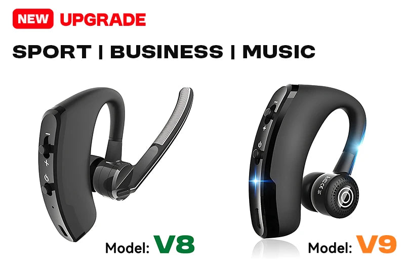 New V8 Wireless Bluetooth Single Earphone With HD Mic Stereo Headset Handsfree Call Business Headphone For Sports Driving Travel - Universal Market