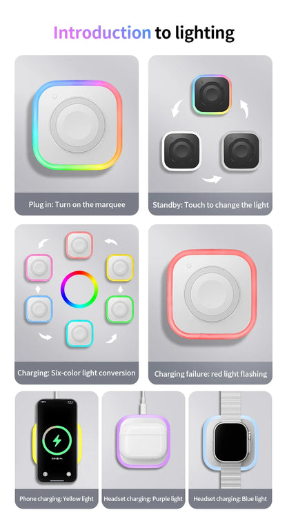 2025 New Wireless Charger 3-In-1 Magnetic Charger - Compatible With All Iphone Models, Smartwatches, And Headphones