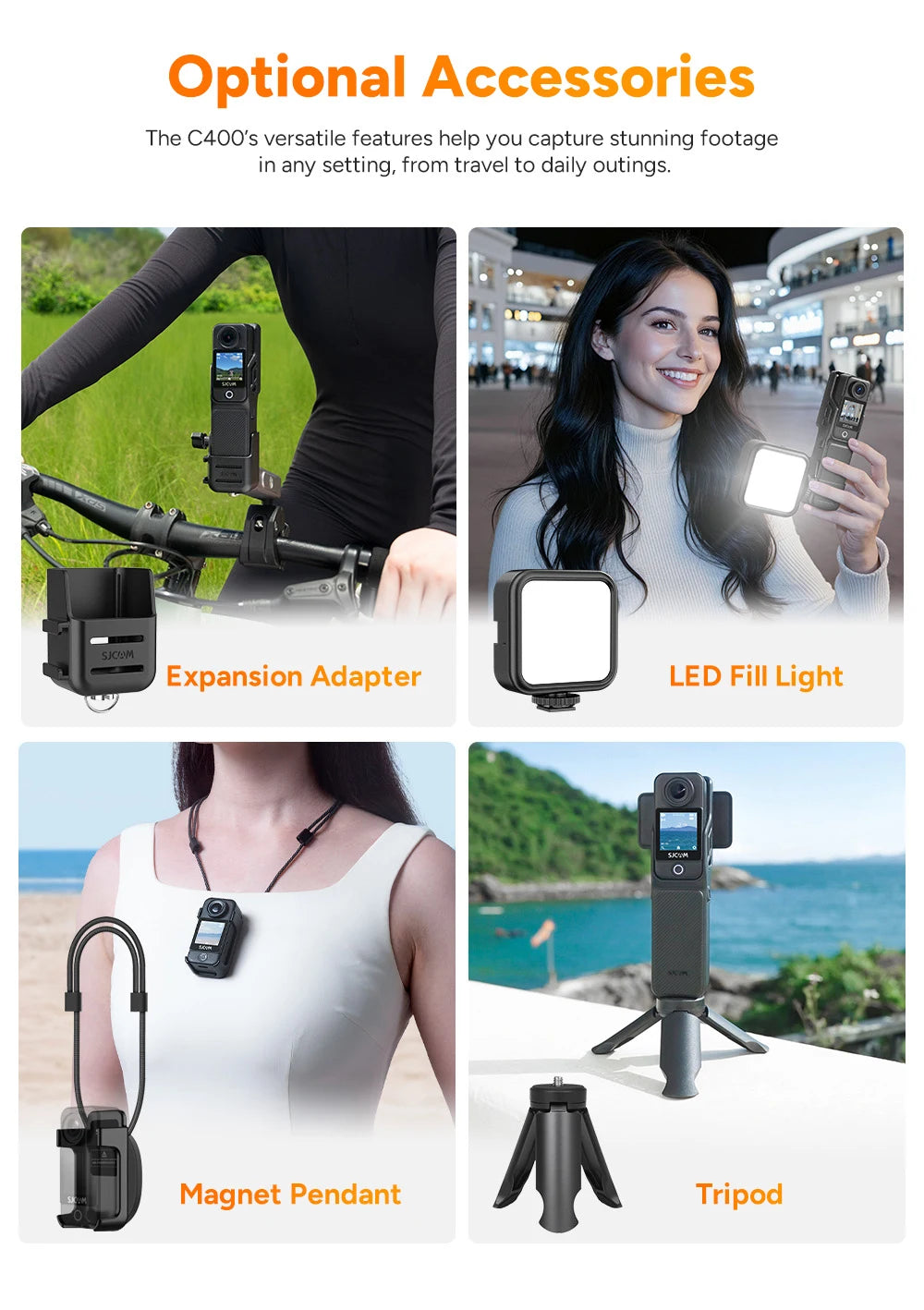 SJCAM C400 4K 30fps Dual Screen Action Camera with 90 Degree Flip Touch Screen 6 Axis Gyro Stabilization Long Battery Life - Universal Market