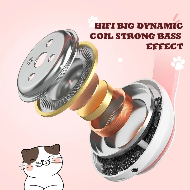 Flash Lamp Cute Cat Ears Headphone Bluetooth5.0 Stereo With Mic Support TF Card Wireless Kids Girl Earphone Birthday Gift - Universal Market