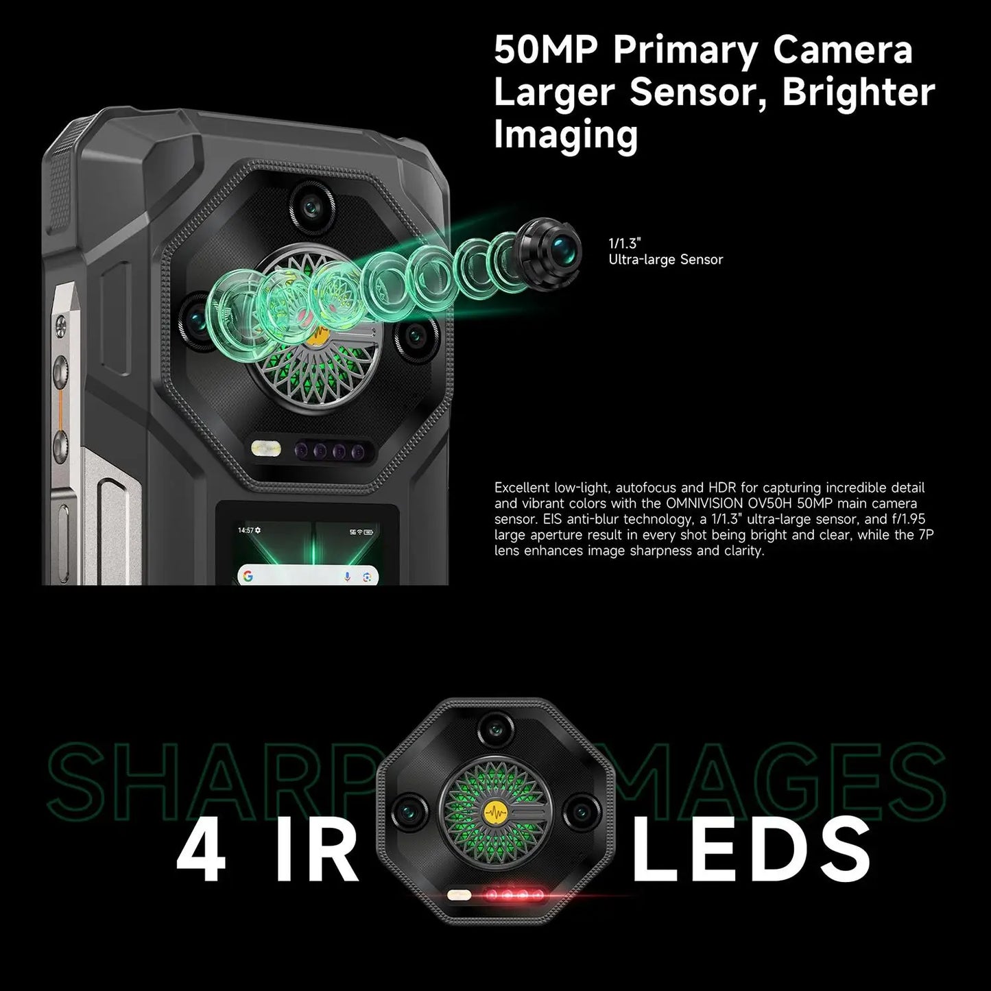 Ulefone Armor 33 Pro Rugged Smartphone 5G Dual Screen 6.95" 120Hz 16GB+512GB 25500mAh Battery 66W 64MP Night Vision NFC