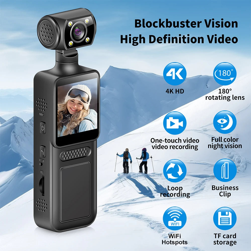 Ultra HD 4K WiFi Mini Camera Pocket Action Camera Wearable Camera 4K HD Camera Helmet Travel Bicycle Driver Recorder Camcorder - Universal Market