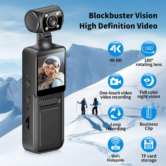 Ultra HD 4K WiFi Mini Camera Pocket Action Camera Wearable Camera 4K HD Camera Helmet Travel Bicycle Driver Recorder Camcorder - Universal Market
