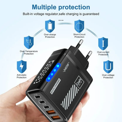 Xiaomi 240W QC3.0 PD 5 Ports GaN Fast Charger EU/US Plug Phone Charging Head Adapter with LED Light for iPhone Samsung Huawei