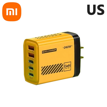 Xiaomi 240W 5 Ports Type-C USB Fast Charger EU US Plug Charger With LED Light Desktop Power Adapter For Iphone Samsung Huawei