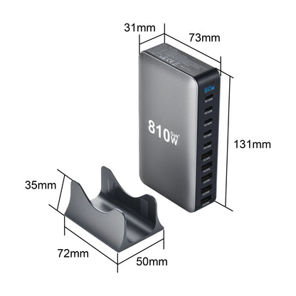 2025 New 810W GaN PD3.1 Fast Charging Station Adapters USB Type C 10-Port Desktop Fast Charger for Mobile & Tablets Dropshipping