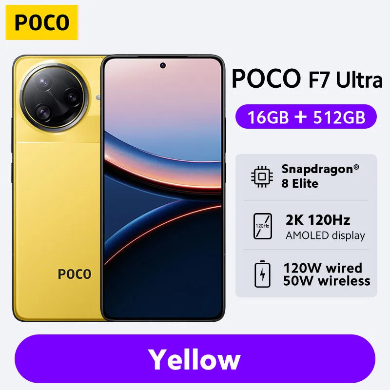 POCO F7 Ultra Global Version Smartphone Snapdragon® 8 Elite 50MP camera 6.67" 120Hz Display 120W wired and 50W wireless 5G NFC