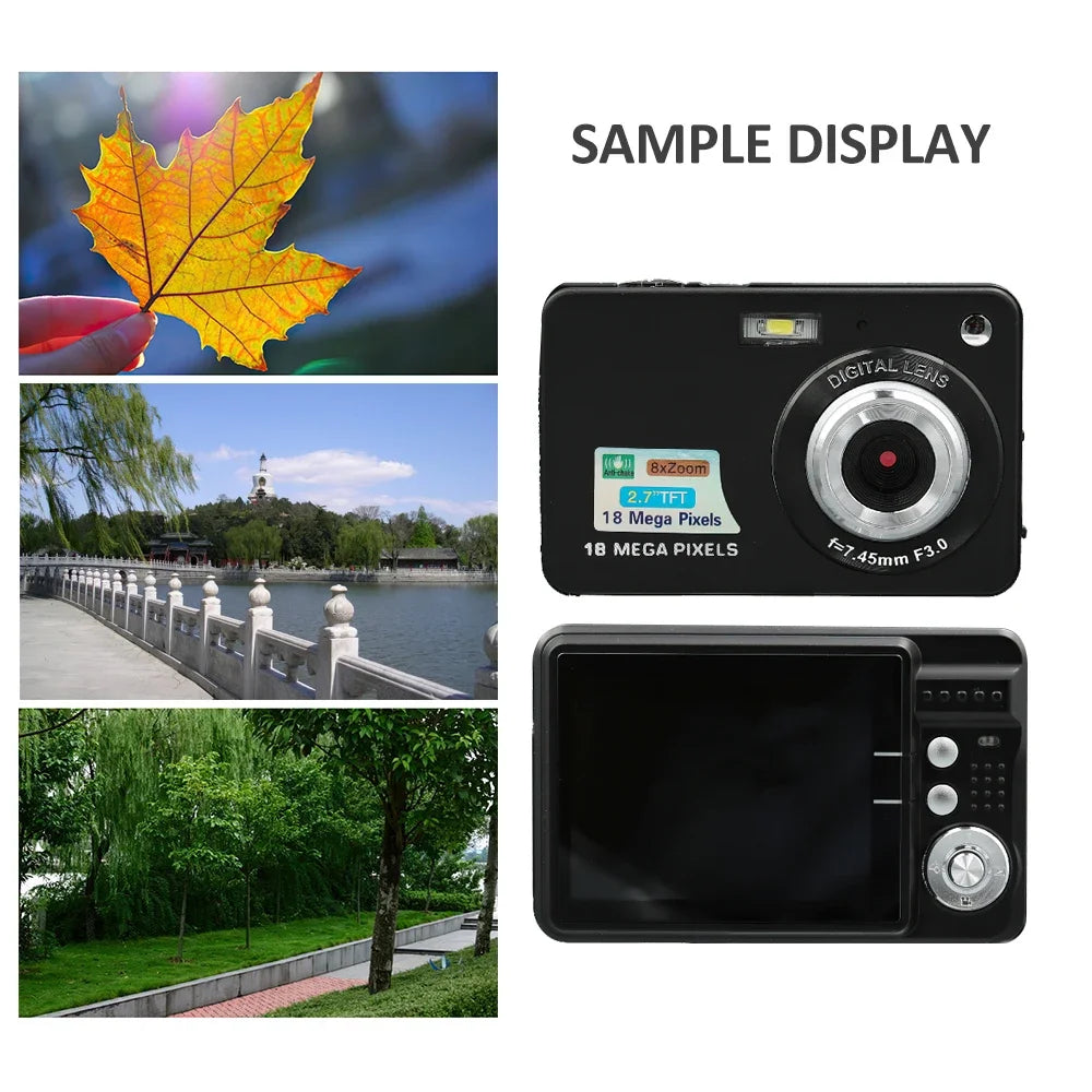 Portable Digital Camera 1080P Video Camcorder 48MP Photo 8X Zoom Anti-shake 2.7 Inch Large TFT Screen USB Charge with Carry Bag - Universal Market