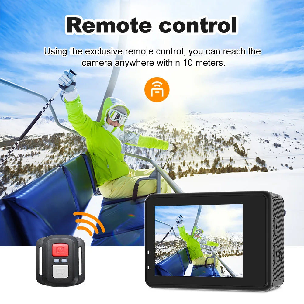 Ourlife 5K Action Camera 4K60FPS 2.0 Inch Touch Screen WiFi 170° Wide Angle 30M Waterproof Bicycle Motorcycles Sports Cameras