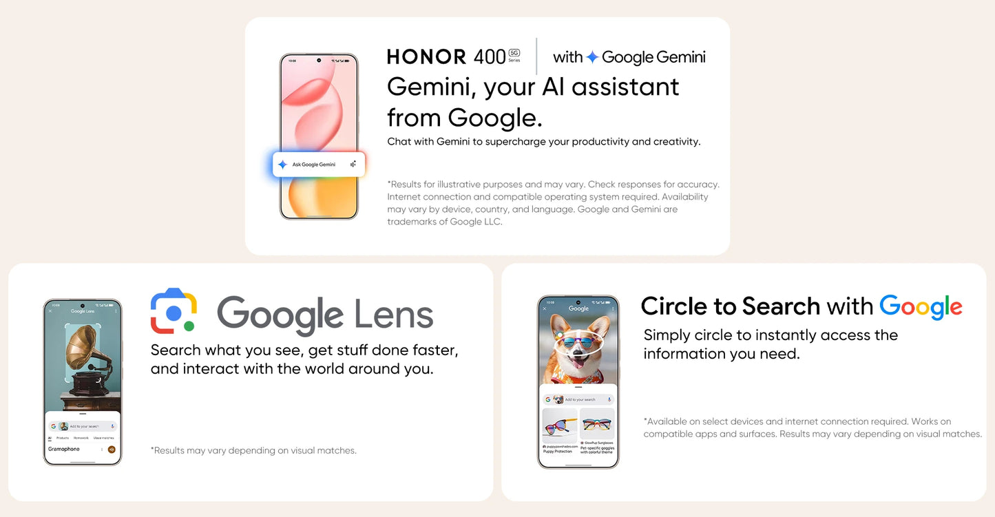 HONOR 400 Global Version 5G Smartphone 6.55'' AMOLED 120Hz Screen Snapdragon 7 Gen 3 6000mAh Battery 80W Supercharge eSIM IP66