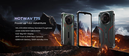 [World Premiere] HOTWAV T7S Ultra Thin Rugged Smartphone 6.52'' HD+ 4GB RAM 128GB ROM MobilePhone 6280mAh Battery 21MP Cellphone