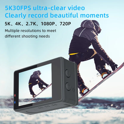 Action Camera 5K 4K 60FPS WiFi Anti-shake Dual Screen 170° Wide Angle 30m Waterproof Sport Camera with Remote Control