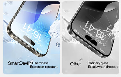 SmartDevil Dust-free Box Screen Protector for iPhone 16 Pro Max 15 14 HD Clear Tempered Glass Film Anti-fingerprint