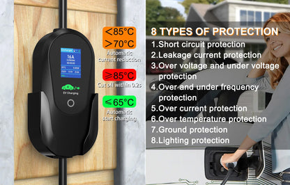 AFEEV Type2 IEC 62196-2 Portable EV Charger 7.2KW 32A Type1 SAEJ1772 Wallbox EVSE Fast Charging Cable WiFi APP Bluetooth Control