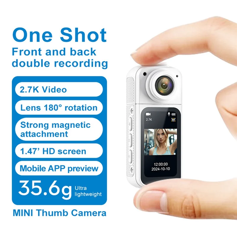 T23C New S70 2.7K WIFI APP Thumb Camera Ultra-Long Battery Life Thumb Sports Camera HD Cycling Camera 1080P Pet Camera