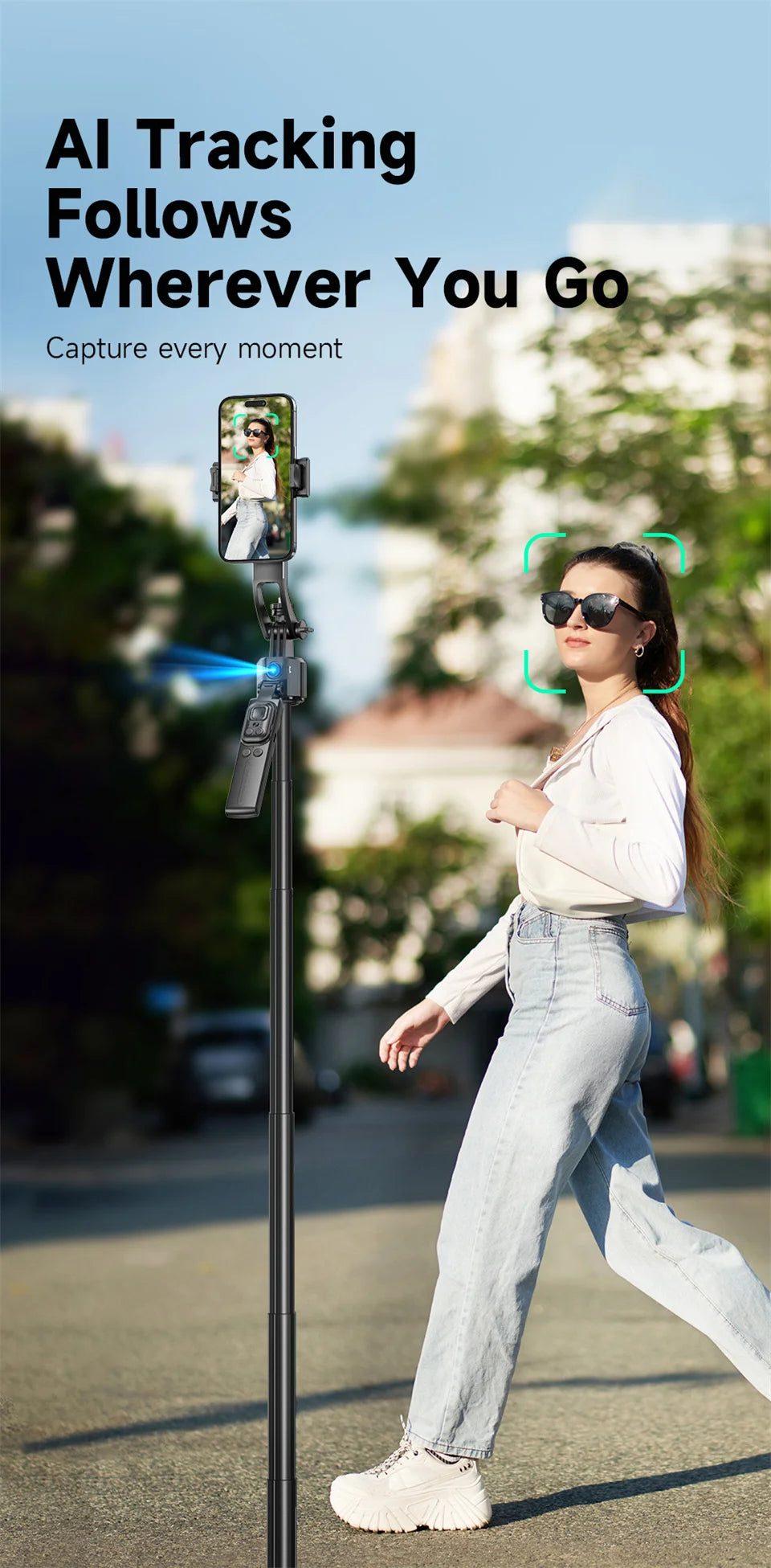 FGCLSY 360 ° rotation Selfie Stick Gimbal Stabilizer With Bluetooth Remote Intelligent AI Follow-Up Anti Shake For Smartphone