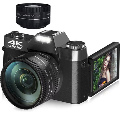 4K Compact Digital Photography Camera 16X 48MP Electronic Image Stabilization vlog Tiktok Ins Youtube Camcorder 3" Flip Screen - Universal Market