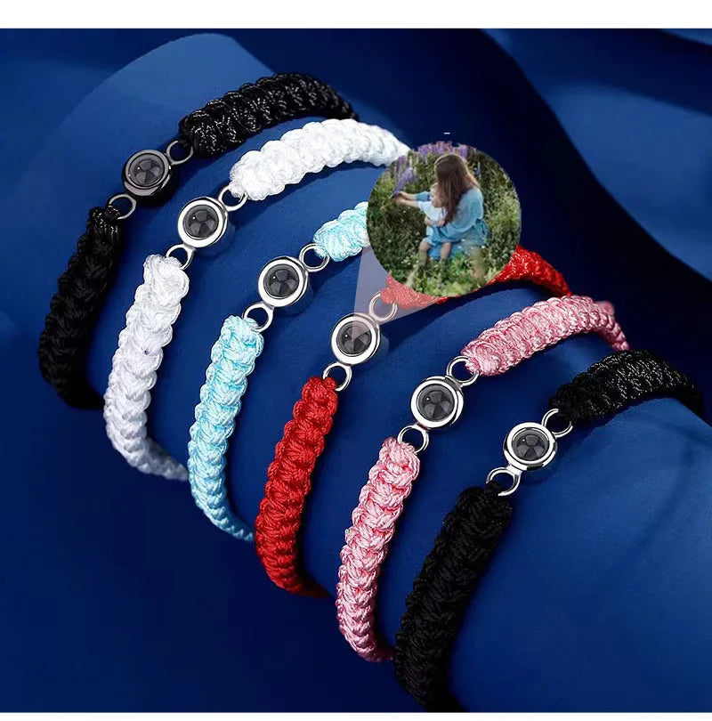 NEW Custom Photo Bracelet with Photo Projection Hand Woven Personalized Photo Projection Bracelet Memory Bracelet Photo - Universal Market