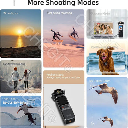 Real 4K Touchscreen Pocket Camera WIFI Outdoor DV 180°Rotatable UHD Anti-shake Bodycam Sports Action Portable Security Recorder
