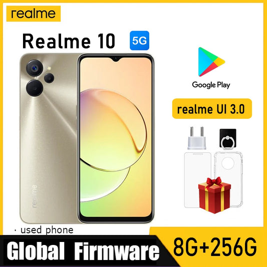 OPPO Realme 10 5G smartphone Global firmware MTk Dimensity 700 Realme UI 3.0 6.6" 8GB 256GB 50MP+8MP Camera Used Phone
