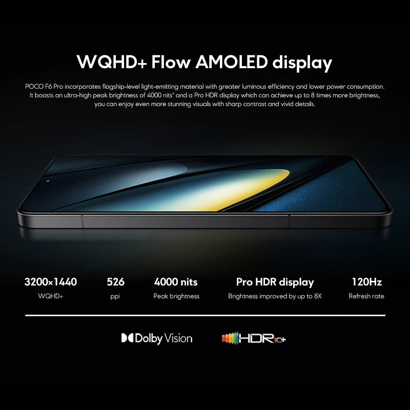 POCO F6 Pro Global Version Snapdragon® 8 Gen 2 Smartphone 120W HyperCharge 50MP triple camera WQHD+ 120Hz Flow AMOLED display