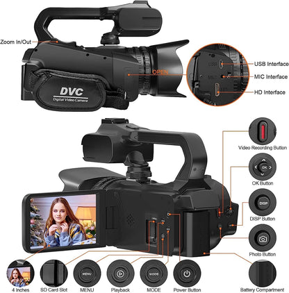 64MP 4K 60FPS Camcorder For Tiktok Youtube Video Camera Rotate Touch Screen Photography Camera WIFI Streaming Webcam Recorder - Universal Market