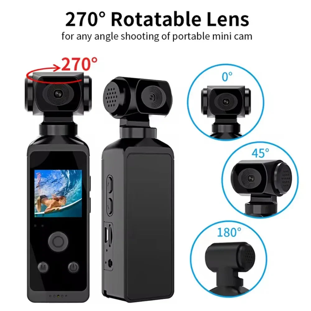 Real-5K 4K UHD WiFi 1080P Camera 270 Rotatable Mini Camcorders Outdoor Sports With Waterproof Case Video Recorder Camcorder Cam - Universal Market