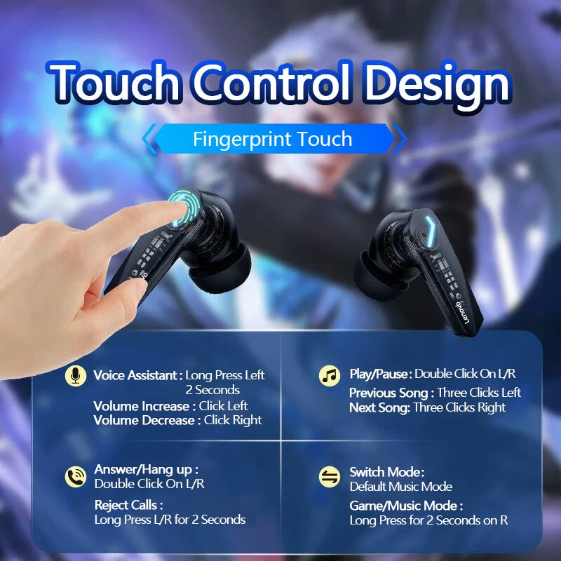 Original Lenovo GM2 Pro 5.3 Earphone Bluetooth Wireless Earbuds Low Latency Headphones HD Call Dual Mode Gaming Headset With Mic - Universal Market