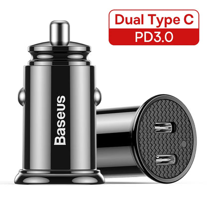 Baseus 30W USB Car Charger Quick Charge 4.0 3.0 FCP SCP USB PD For Xiaomi iPhone 12 13 14 15 Pro Fast Charging Car Phone Charger