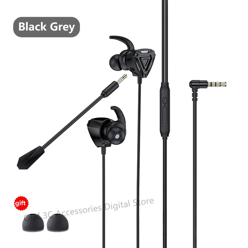 OLAF 3.5mm Wired Headphones Gaming Headset Bass Stereo Gamer Earphones Noise Cancelling Earbuds With Dual Mic In-ear Handfree - Universal Market