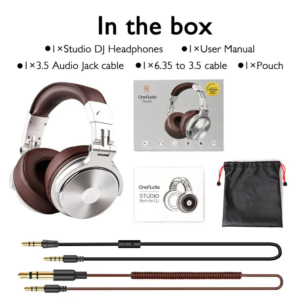 Oneodio Pro 30 Professional Studio DJ Headphones With Microphone Over Ear Wired Earphones HiFi Monitors Foldable Gaming Headset - Universal Market