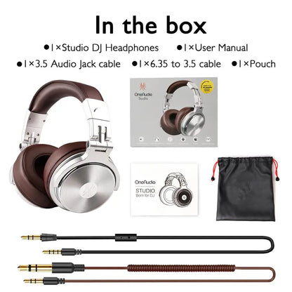 Oneodio Pro 30 Professional Studio DJ Headphones With Microphone Over Ear Wired Earphones HiFi Monitors Foldable Gaming Headset - Universal Market