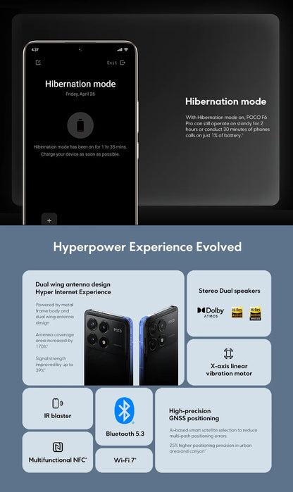 POCO F6 Pro Global Version Snapdragon® 8 Gen 2 Smartphone 120W HyperCharge 50MP triple camera WQHD+ 120Hz Flow AMOLED display
