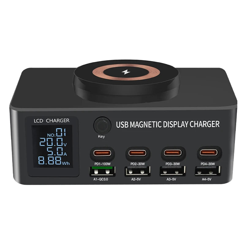 1080W GaN USB C Charger 8-Port Desktop Charger Type C 330W PD3.0 PPS QC3.0 Fast Charging for MacBook Tablet Samsung iPhone 15 16